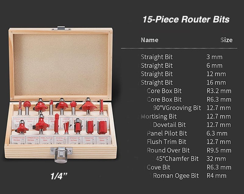 Mefape 110V Router Tool, 800W Wood Trim Router, 30000RPM Electric Hand Trimmer, Palm Router with 15x 1/4” Router Bits & 2x Trim Guides for Woodworking Tools, Adjustable Base Height w/Scale - Image 4
